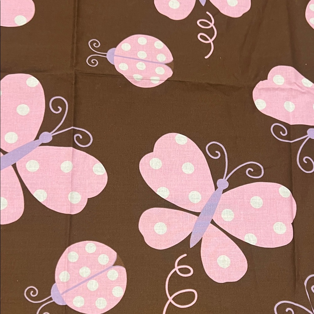 Pink and Brown Butterfly and Ladybug Fabric